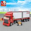 345 Pcs Sluban 0338 Hatchback Double Drive Freight Car Transporter Building Block Puzzle Children Assembled Bricks Toy Model