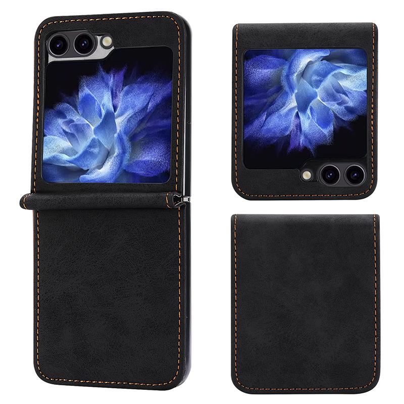 

DF-05 For Samsung Galaxy Z Flip6 5G Case PU Leather Magnetic Closure Phone Cover Black