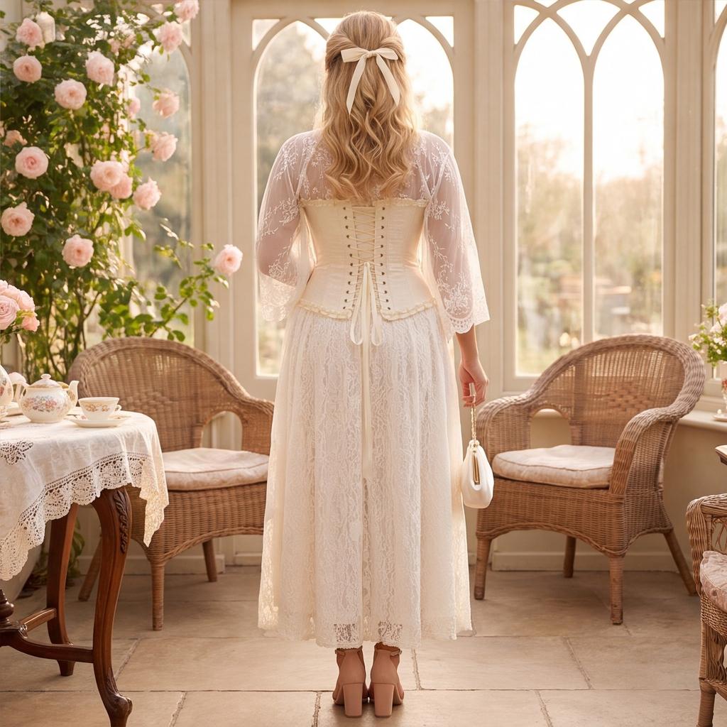 Women's Corset Top with Lace-Up Front Bustier Shapewear for Daily Wear