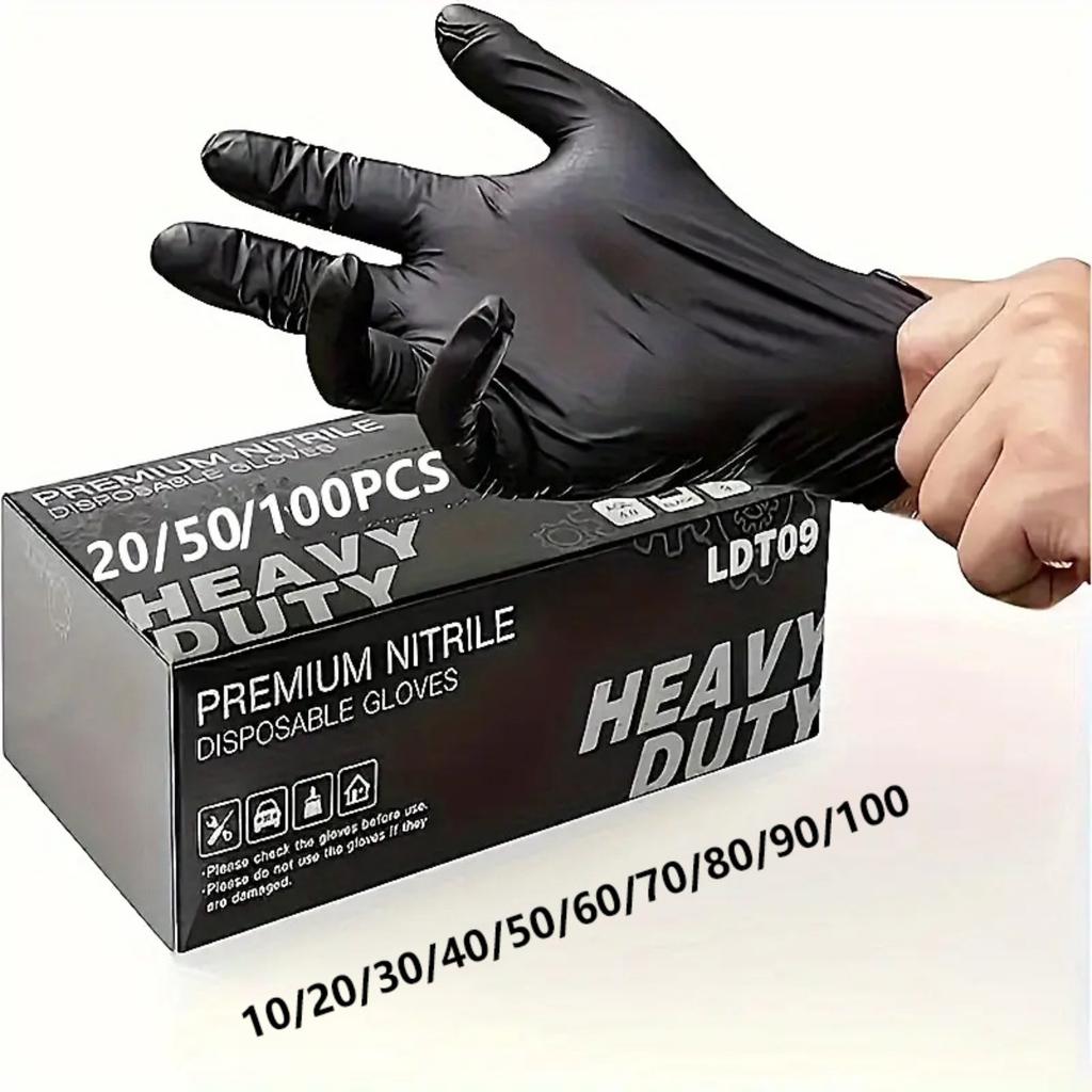 Guantes Desechables de Nitrilo Puro 20-100 - Resistentes, Duraderos e Impermeables, Calidad Premium para Cocina, Limpieza, Cuidado del Coche - Guantes Protectores Desechables