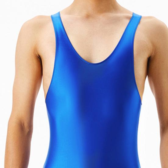 Herren Overall Sexy Skinny Ärmellos Seidig Hohe Elastizität Nachtwäsche Einfarbige Herren Bodysuit Glatte Unterwäsche Tägliche Kleidung
