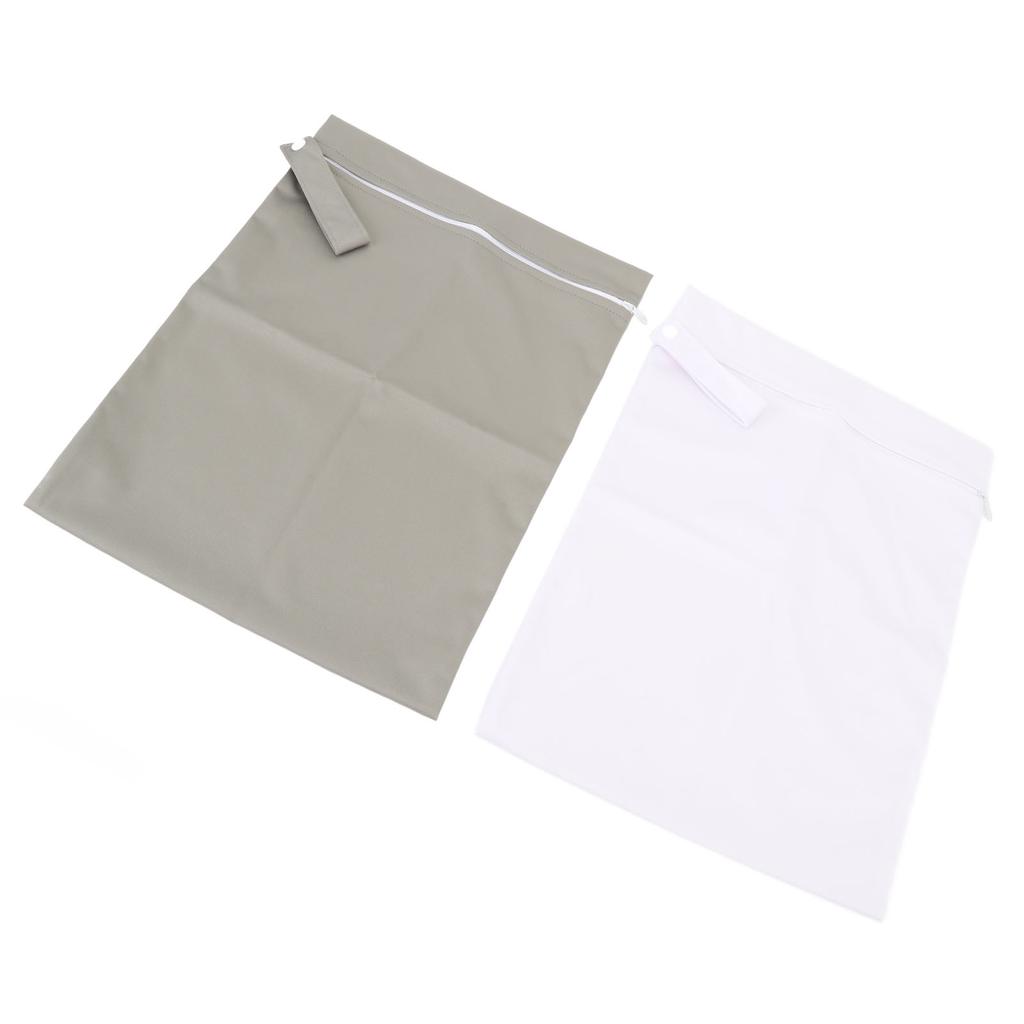 2pcs Wet Bags Zippered Water Proof Portable Outdoor Storage Bag Organizer for Wet Clothes Green White