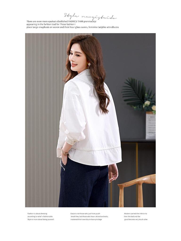 Damen Langarmshirt aus reiner Baumwolle - 2024 Beliebte Herbst-/Frühlingsbluse