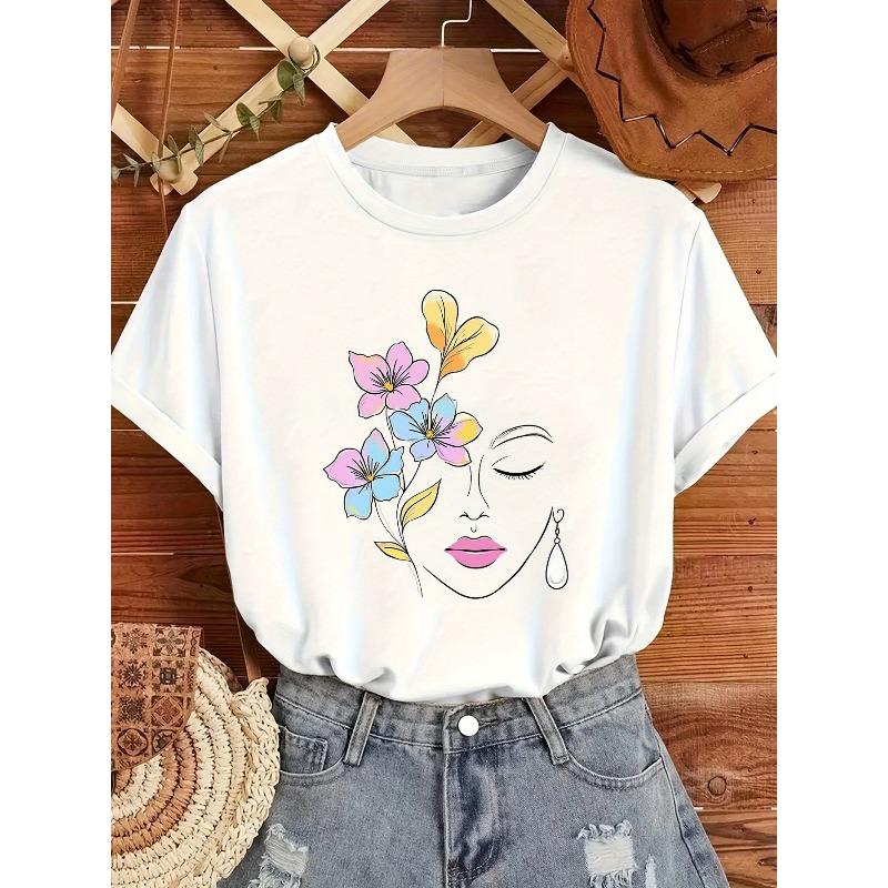 New Printed Casual Women'S T-Shirt for Spring, Autumn, And Summer Seasons, Featuring a Versatile Round Neck And Short Sleeves, Made from Soft