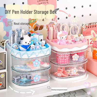 Handgefertigter Süßer Stiftehalter & Aufbewahrungsbox für Mädchen - DIY Schreibtisch-Organizer & Schreibwaren-Spielzeug