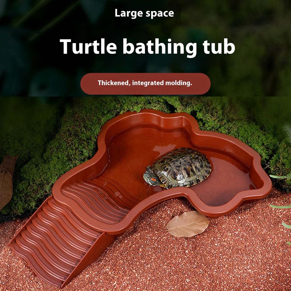 Large Plastic Shelled Animal Bathing Container With Slip Resistant Slope For Water And Land Animals