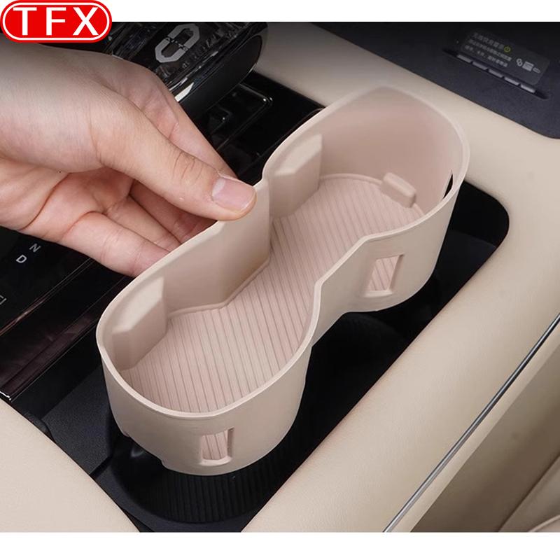 For Aito M7 2024 Car Central Control Water Cup Cushion Storage Box Silicone Wireless Charging Pad Cup Holder Accessories