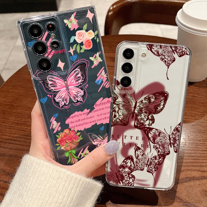 Colorful Butterfly Case For Samsung Galaxy S26 S25 S24 Ultra S23 S25 FE A57 A17 A37 A16 A56 A55 A15 A35 A36 Soft TPU Phone Cover