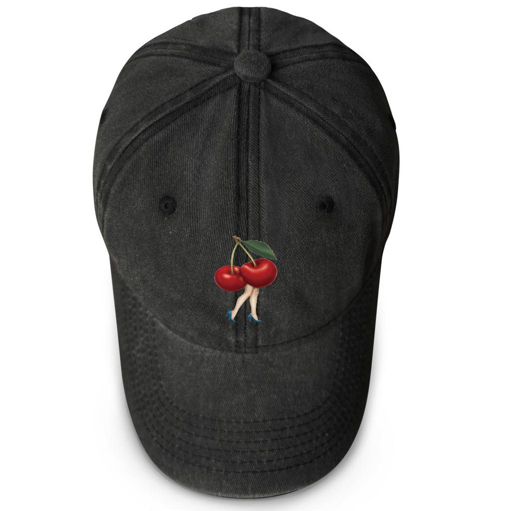 Kirsche High Heels Print Snapback Sonnenhut, Frucht Trucker Cap Solider Roher Schirm Sonnenschutz Sonnenblende Verstellbare Baseballkappe