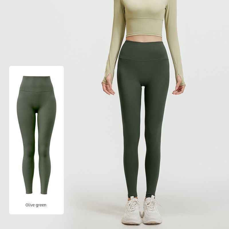 Pyt21 Discount High Waist Hip Raise Yoga Pants Peach Olive Green S