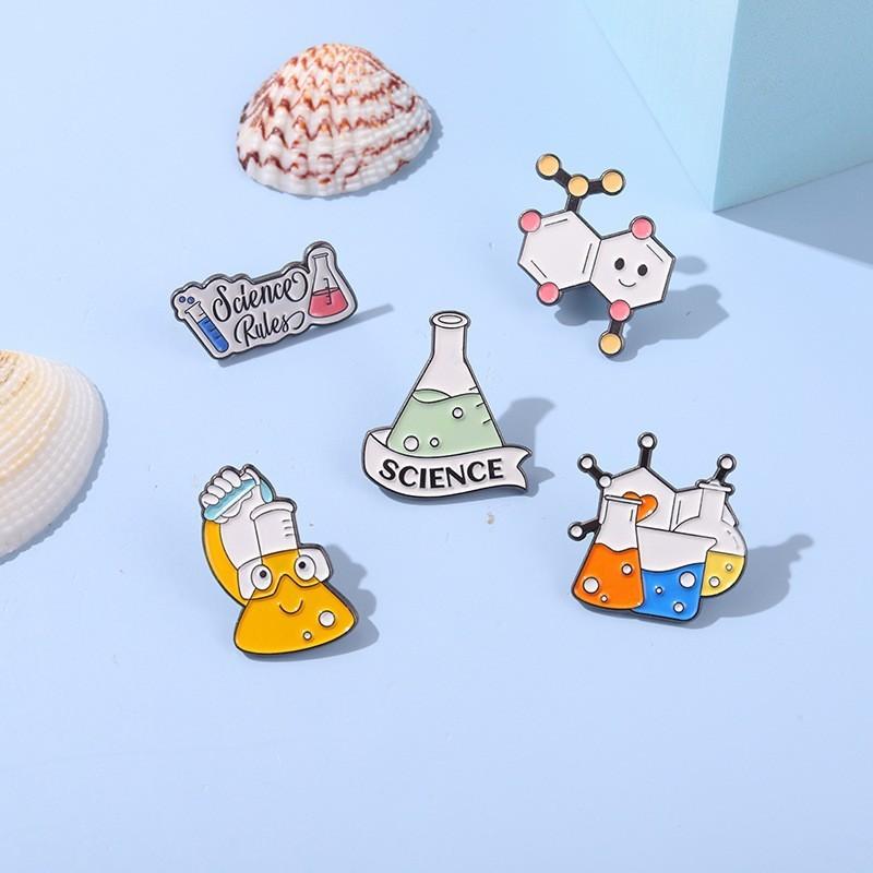 Creative Chemistry Reagent Beaker And Test Tube Brooch Pin Set For Science Lovers And Students