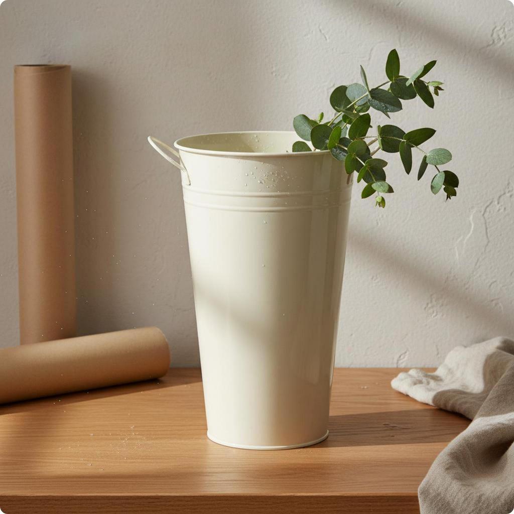 Secchio Fiori Ferro Manici Doppi Vaso Metallo Fiori Secchi Manico Doppio per Matrimonio 20CM