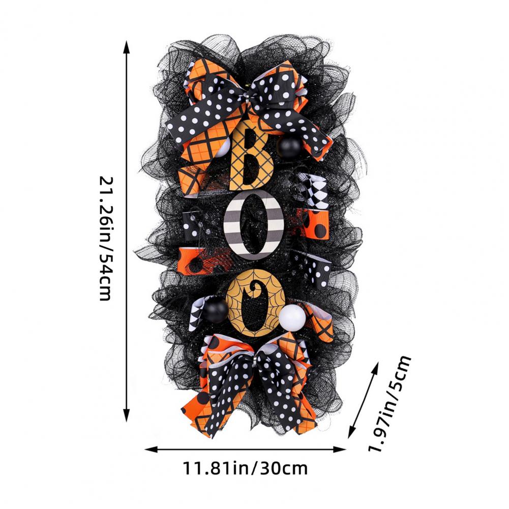 Halloween Swag Kranz für Haustür Gruseliges Mesh-Band Boo Swag Girlande mit Schleife für Party Wand Veranda Deko