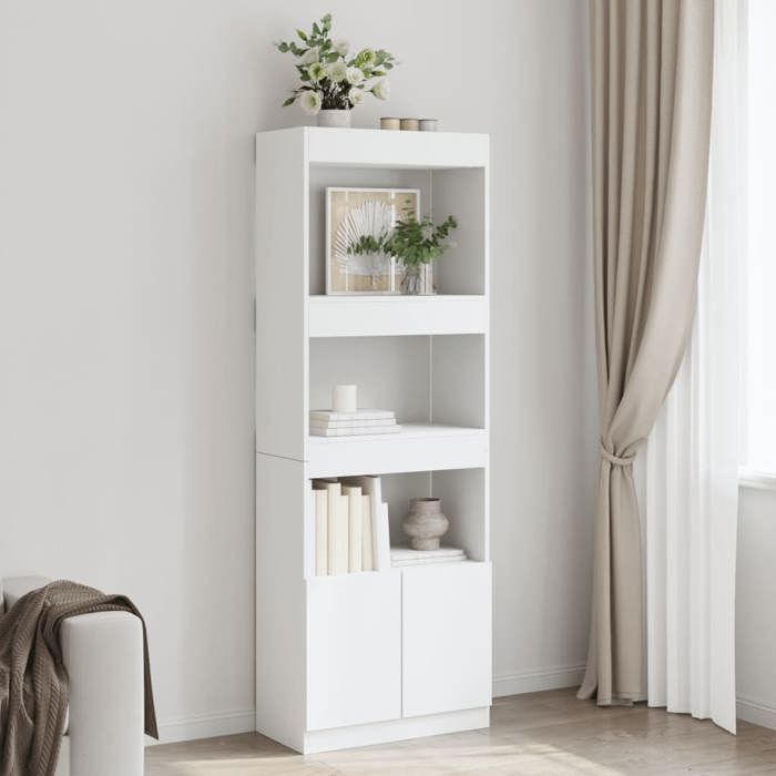 VidaXL High Buffet 63x33x180 Cm White Engineered Wood, Bookcase, Modern Bookcase, Bookshelf, 3309600