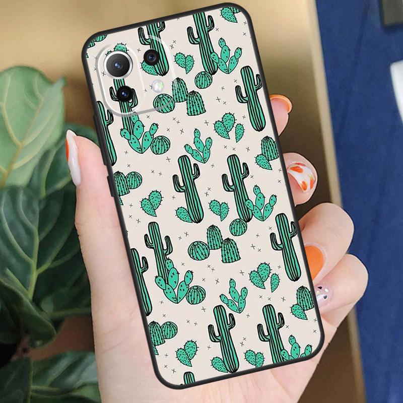 Cactus Pattern Case For Xiaomi 15 14 Ultra 13T 14T 15T Pro 17 Pro Max POCO F8 F7 F5 F6 X5 X6 X7 Pro Coque