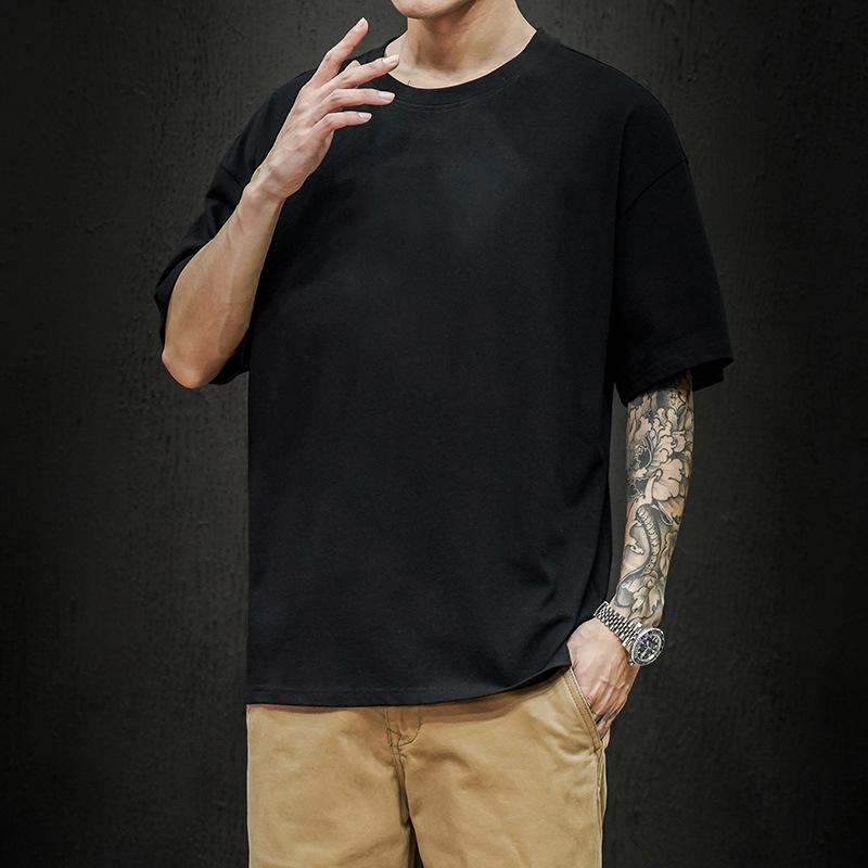 Summer Men's T Shirt Fashion Solid Oversized Hip Hop T-shirt Casual Cotton Mens Streetwear Top Tees