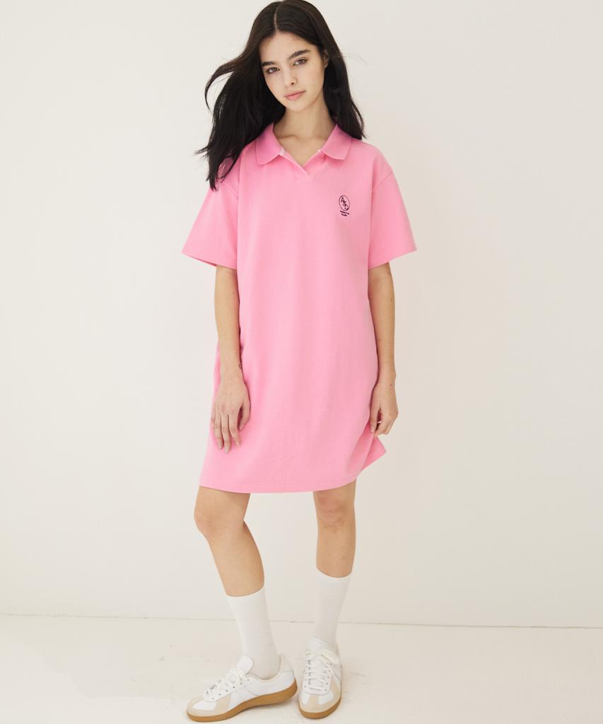 AWESOME STUDIO Pink Collared Pique Dress