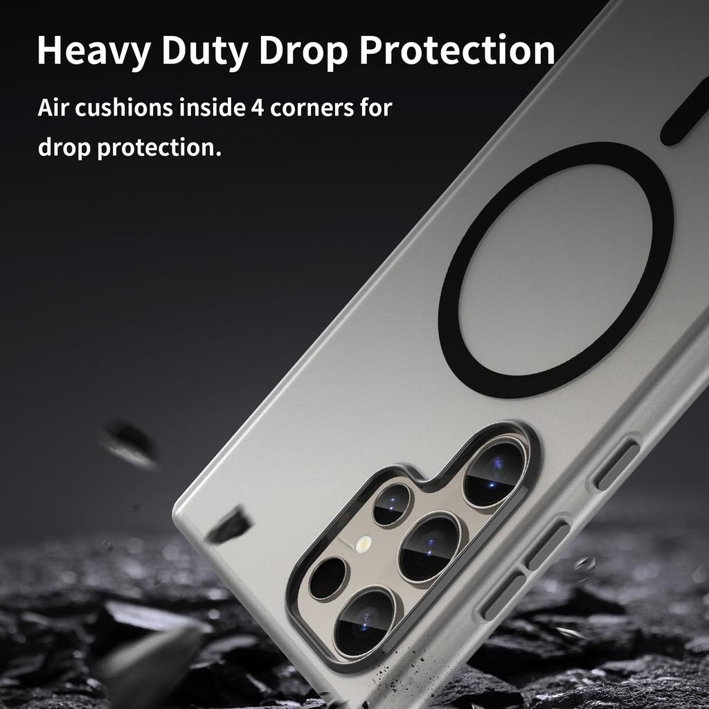 For Samsung Galaxy S24 Ultra Magnetic Case TPU+PC Slim Matte Translucent Phone Cover