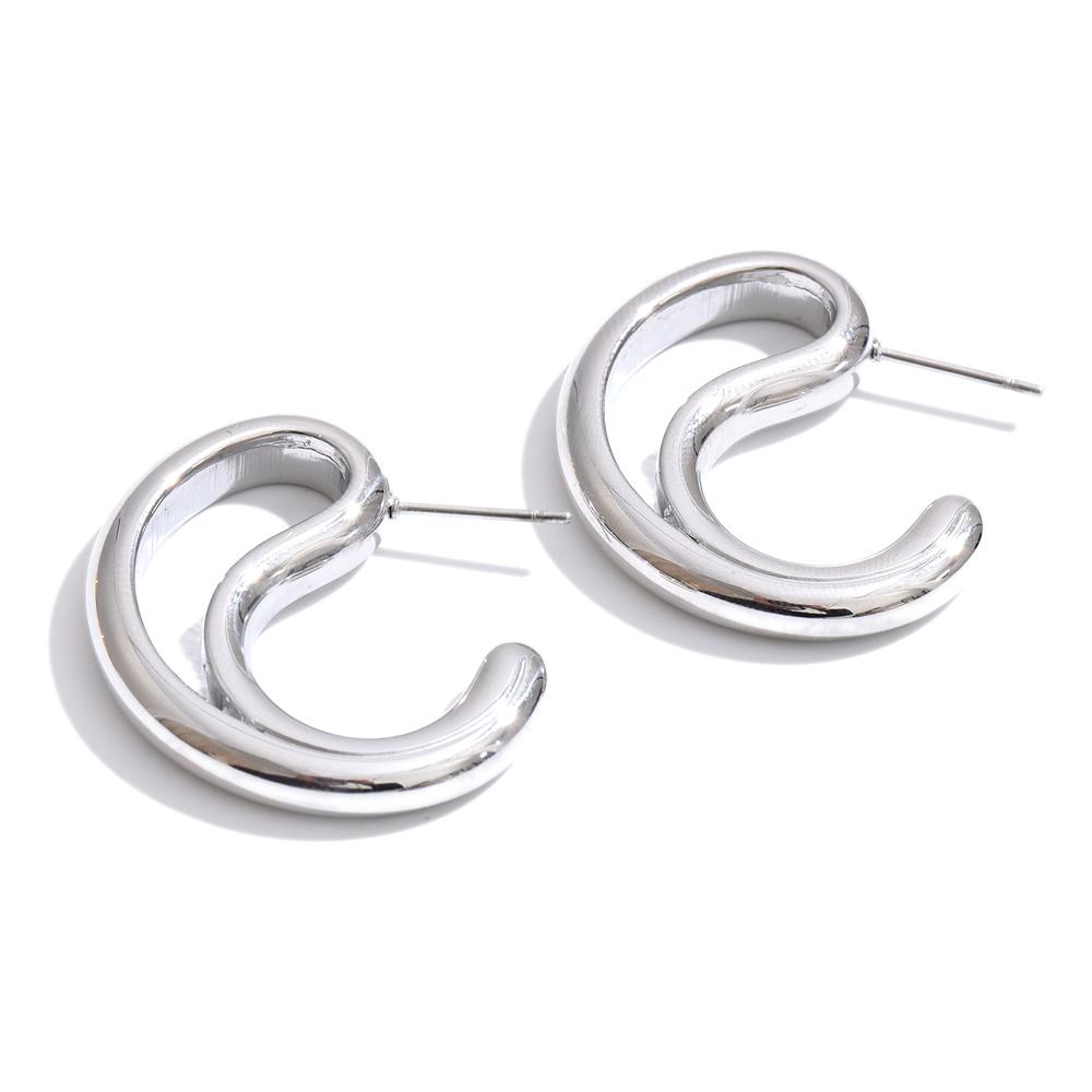 

Yhpup Creativity Stainless Steel Geometric Hollow Unusual Earrings Gold Color Platinum PVD Plated Stylish Distinctive Jewelry
