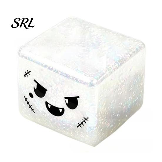 Halloween Stress Cube Ghost Sensory Toy, Anxiety Relief Squeeze Toy Slow Rising Glitter Pinch for Kids Adults