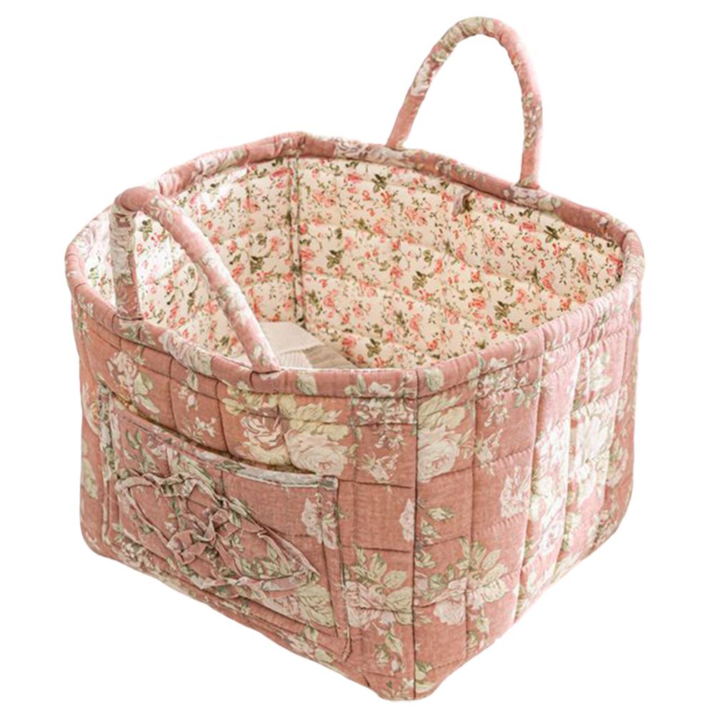 Boho Fabric Storage Basket Large Capacity Pastoral Style Baskets Quilted Laundry Hampers for Small Apartment Dormitory Closet