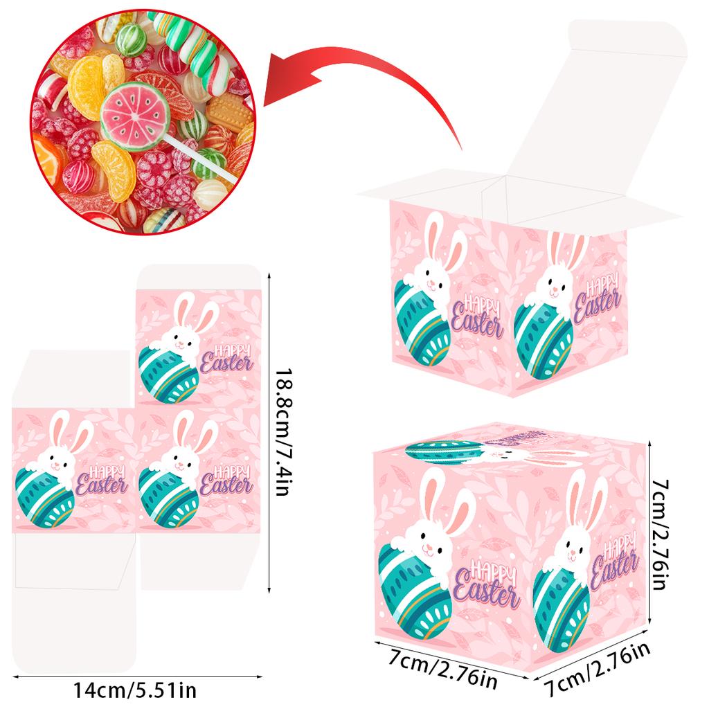 6/12pcs Easter Decorative Gift Box Treat Boxes Bunny Eggs Chick Easter Basket Candy Cookie Box for kids Easter Party Favor Gifts