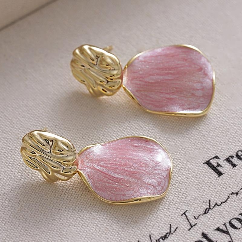 Korean Style Pink Waterdrop Stud Earrings For Women Fashion Romantic Sweet Jewelry Accessories Brincos Girl Gift