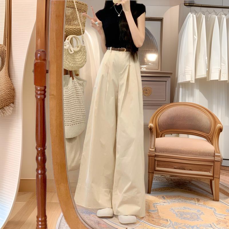 

Retro Wide-Leg High-Waisted Women s Pants - XS, Spring/Autumn, Relaxed Fit XS for 78-88 jin