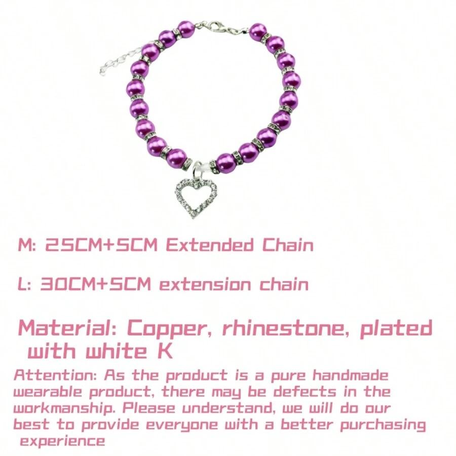 Cat Dog Collar Jewelry Necklace Imitation Pearl Bling Princess Style Love Pendant Valentine's Day Gift Pet Decoration Supplies