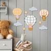 9 Pcs Hot Air Balloon Wall Decor with Clouds Stars Boho Nursery Wooden Wall Sign for Bedroom Classroom Playroom Wall Art