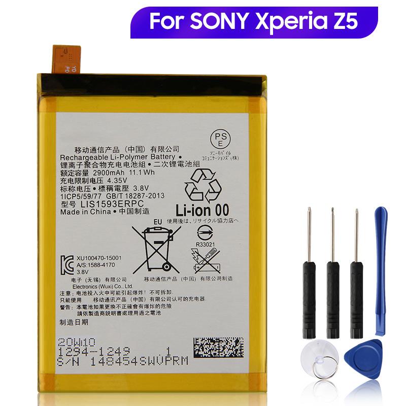 Batteria al Litio Ricaricabile Per SONY Xperia Z5 E6883 LIS1593ERPC E6633 E6653 E6683 E6603 LIS1593ERPC Batteria Telefono 2900mAh
