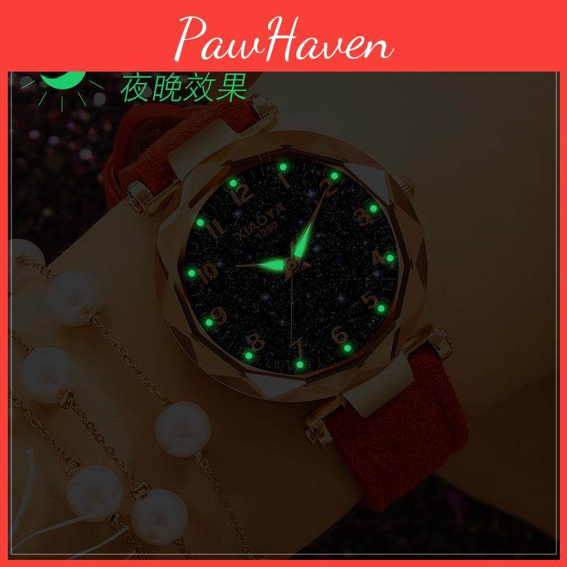 Stylish Women Wristwatch Featuring A Luminous Starry Sky And Rhinestone Details