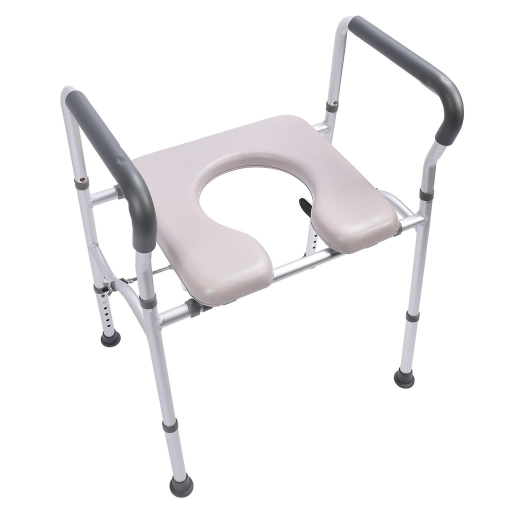 Raised Toilet Seat with Handle Anti Slip Adjustable Simple Sturdy Elderly Toilet Seat Riser for