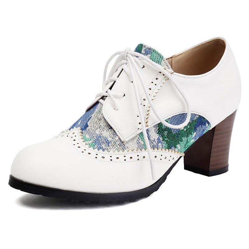 

2025 Leisure Women Pumps Round Toe Chunky Heels 6cm Lace Up Mixed Color Large Size 42 43 44 Soft Daily Female Shoes 39 белый