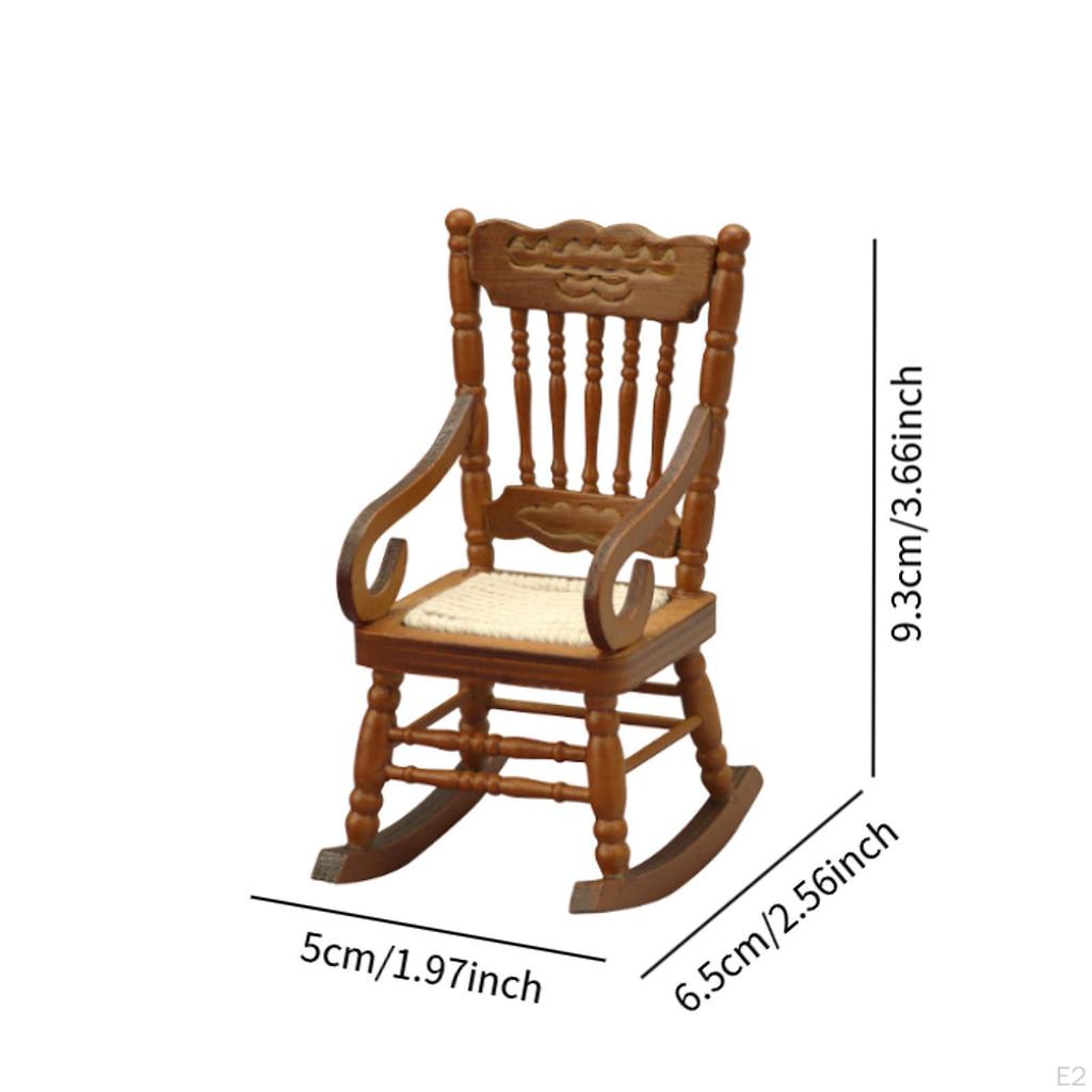 Miniature Play Food Furniture Set Dollhouse Rocking Chair 1:12 Scale