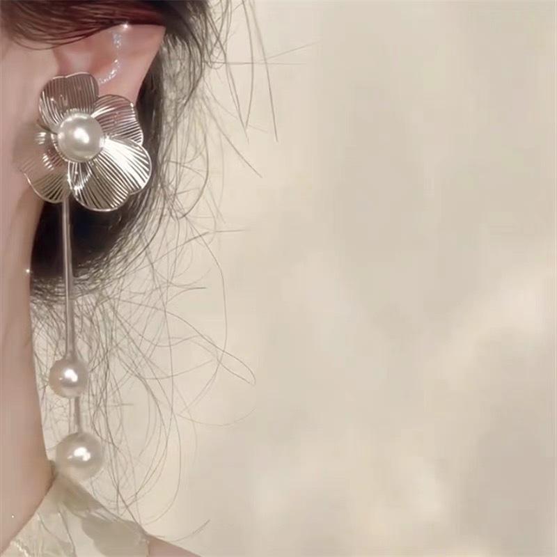 French Pearl Tassel Earrings - Unique Metal Flower Design, High-End Feel, Cool Style.