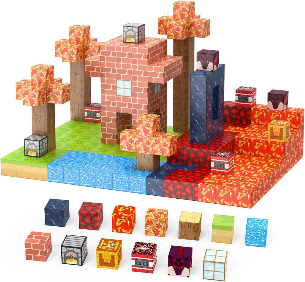 My Block World Children's Magnetic Cubes Set - Primeval Forest