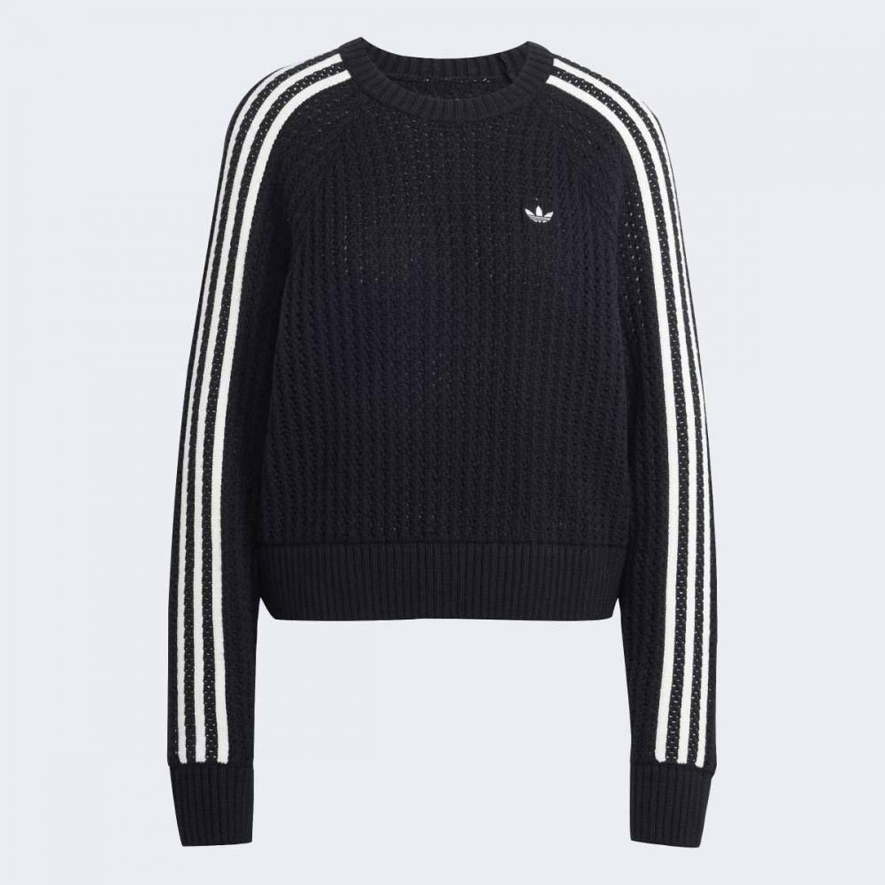 adidas Women S Adicolor Knitted Crew SweatShirt Black Jd0905