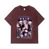 275 GSM Washed T-shirts 100% Cotton Jujutsu Kaisen V24 Gojo Print Unisex Heavy Cotton T Shirt