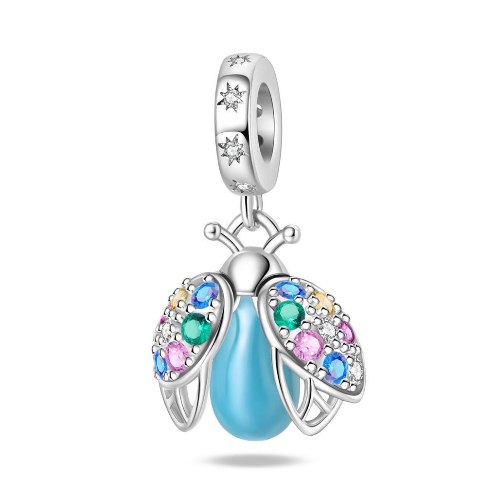 S925 Silver DIY Bracelet Accessories 925 Silver Firefly Lily Of The Valley Glow In The Dark Pendant Bead String Style Jewelry
