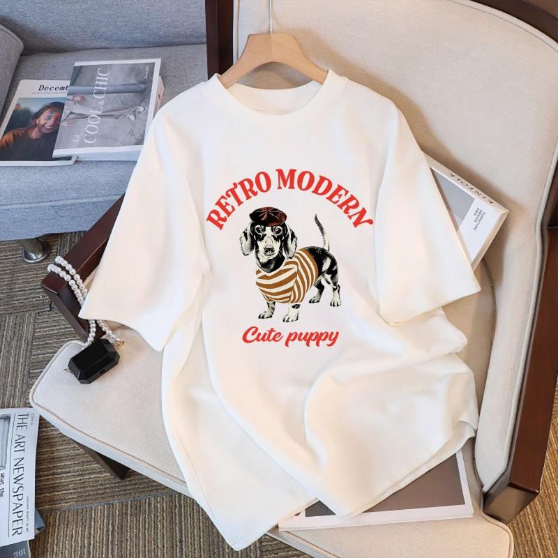 Womens Cotton Short Sleeve T Shirt 2026 Cute Animal Print Loose Fit Casual Top