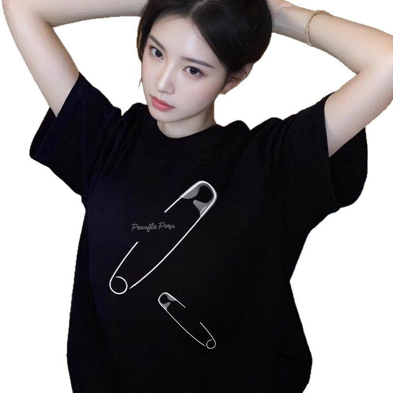 2025 Spring/Summer Loose Cotton Short Sleeve T-Shirt for Women – Trendy American Fashion