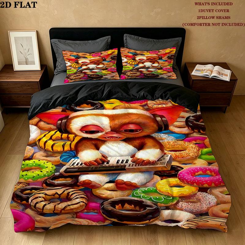 Gizmo Gremlins Pattern Bedding Quilt Set Quilt Cover Pillowcase Home Birthday Gift(1 * duvet cover + 2 * pillowcase, without core)