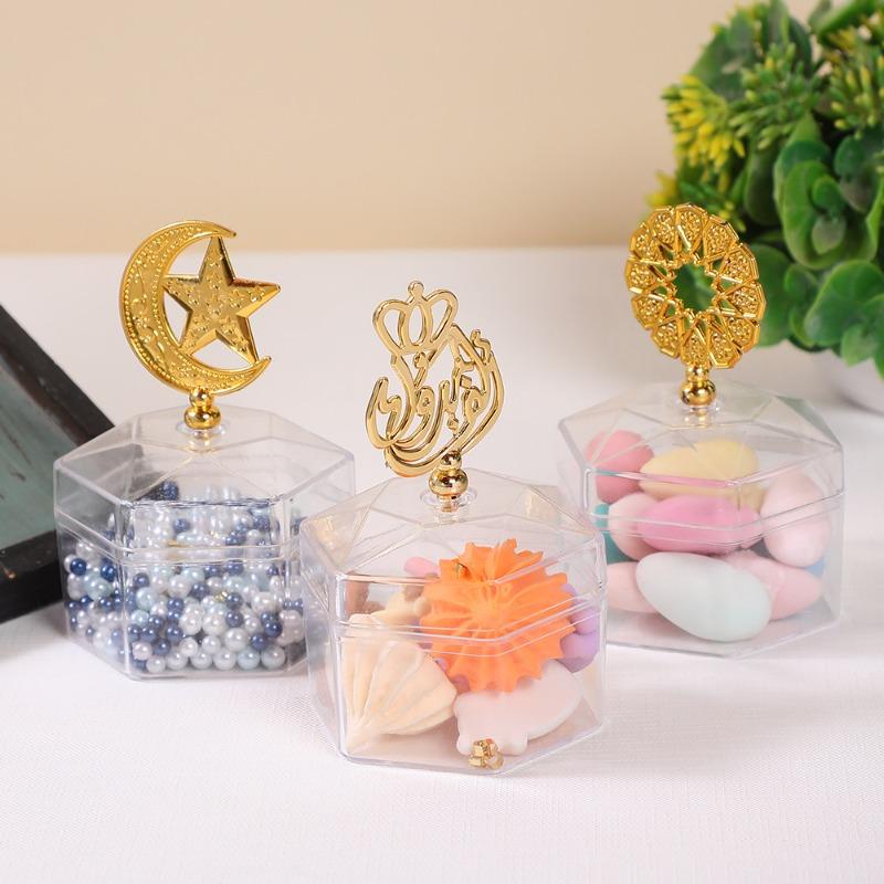 Wedding Candy Box Electroplated Gold Candy Box Transparent Hexagonal Packaging Box Plastic Box