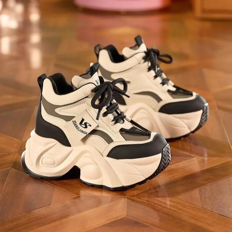 2026 Women Shoes Thick Sole Height Increasing Casual Shoes Chunky Sole Warm Comfortable Lace Up Platform Sneakers Ladies Shoes