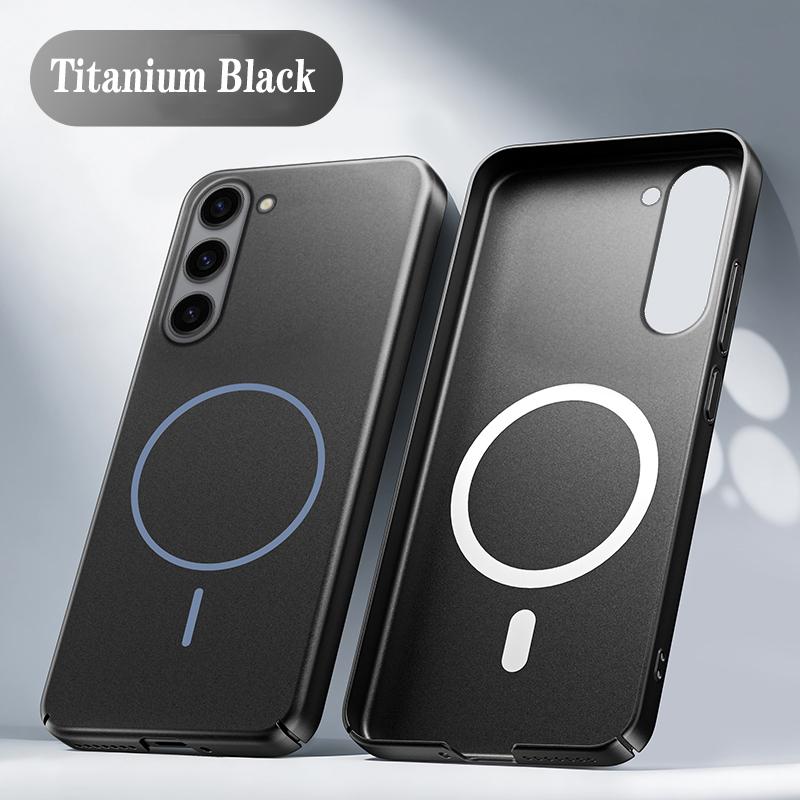 Ultra Thin Metallic Paint Magnetic Case For Samsung S25 S24 S23 S22 Ultra Plus For Magsafe Wireless Charging Armor Hard PC Cover