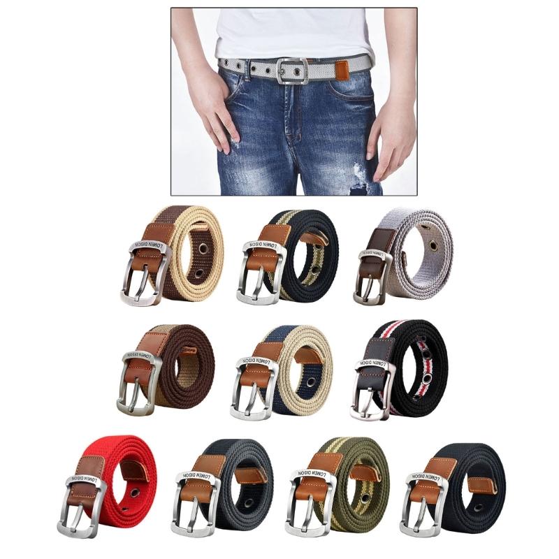 Fashion Canvas Waistband Adjustable Pin Buckles Design Waist Belt For Men Women Unisex Casual Jeans And Trousers