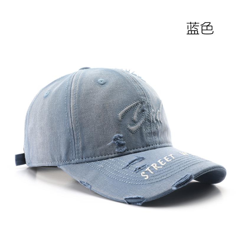 

Spring and Autumn washed holes solid color light board baseball cap outdoor travel sunscreen sunshade cap синій