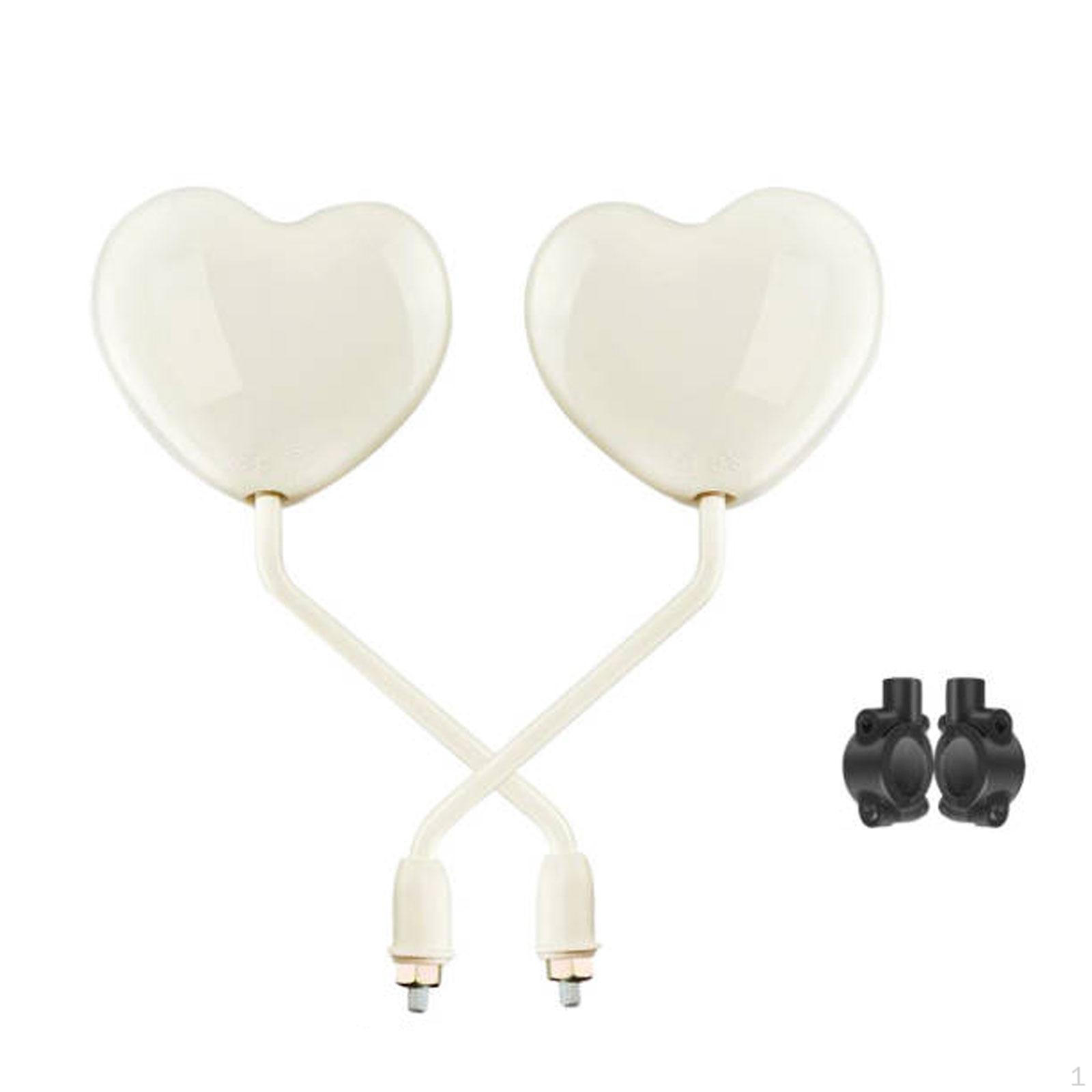 2x Motorcycle Heart Shaped Mirror, Side Mirrors for ATV Enhanced Visibility