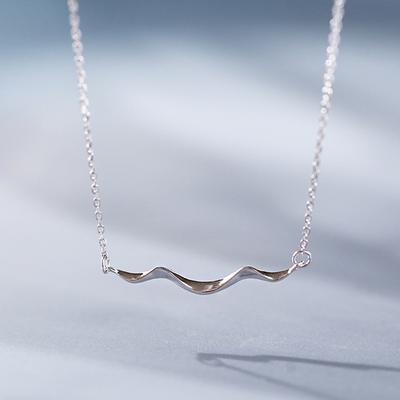 Artistic Retro Simple Design Necklace Clampsia Chain Coastline Wave Necklace Women